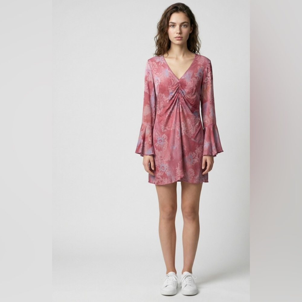 Rays for Days Danielle Ruched Mini‎ DressLarge Pink Free People Whimsical Fairy
